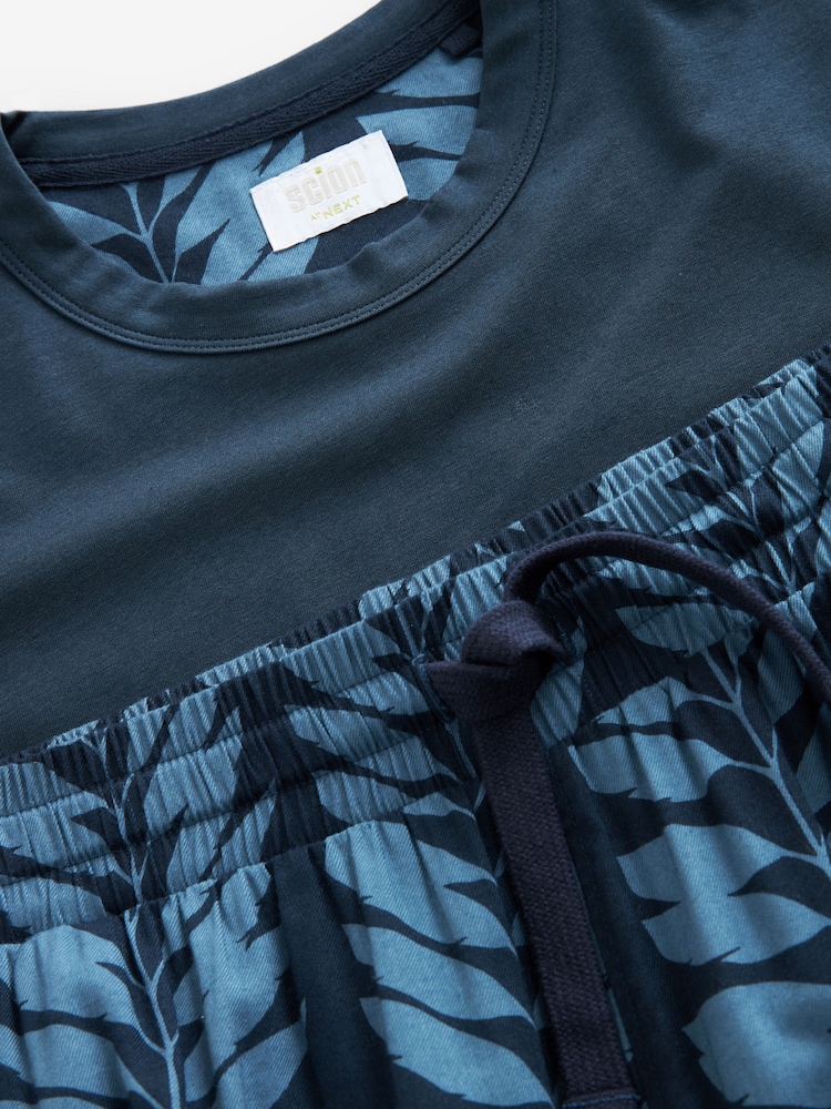 Navy Blue Scion Floral Modal Premium Short Sleeve Pyjamas Set - Image 9 of 10