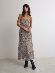 Leopard Print Mesh Floral Cami Slip Dress - Image 1 of 7