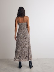 Leopard Print Mesh Floral Cami Slip Dress - Image 3 of 7