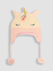 JoJo Maman Bébé Cream Unicorn Pom Pom Hat - Image 1 of 3