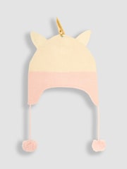 JoJo Maman Bébé Cream Unicorn Pom Pom Hat - Image 2 of 3