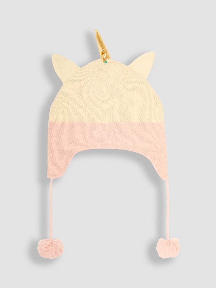 JoJo Maman Bébé Cream Unicorn Pom Pom Hat - Image 2 of 3