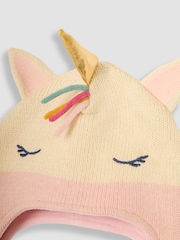 JoJo Maman Bébé Cream Unicorn Pom Pom Hat - Image 3 of 3