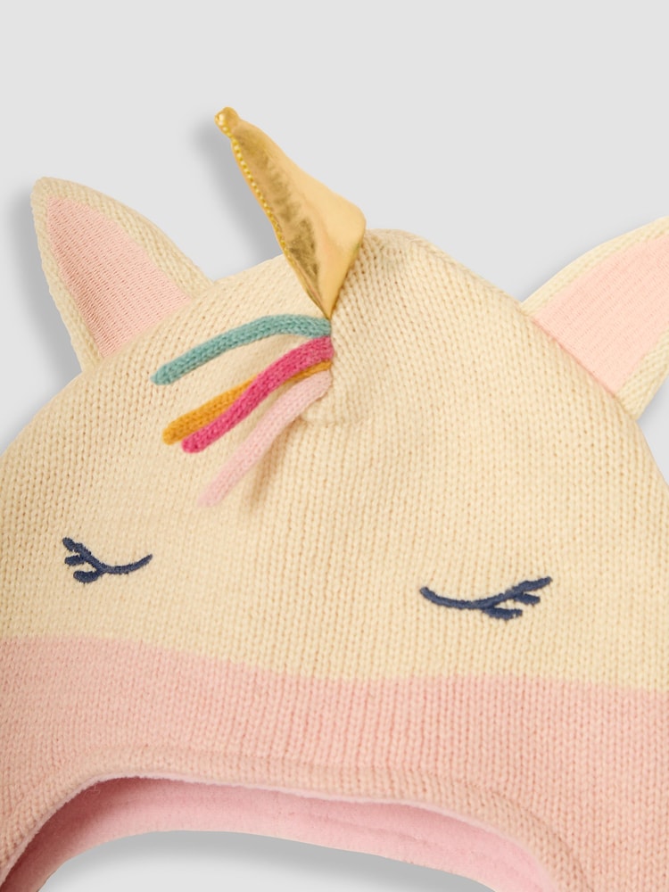 JoJo Maman Bébé Cream Unicorn Pom Pom Hat - Image 3 of 3