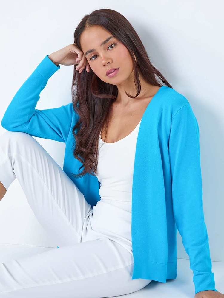 Roman Blue Plain Stretch Cardigan - Image 1 of 5