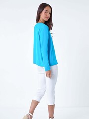 Roman Blue Plain Stretch Cardigan - Image 3 of 5