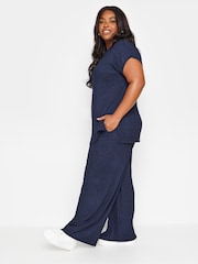 Blauw - Yours Curve Crinkle Plisse Trousers - Image 2 of 5