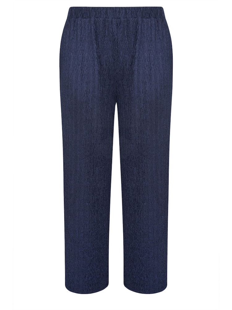 Blauw - Yours Curve Crinkle Plisse Trousers - Image 5 of 5