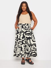 Yours Curve Black Dark Jersey Midaxi Culottes - Image 1 of 5