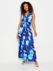 M&Co Navy Blue Floral Print Knot Maxi Dress - Image 1 of 5