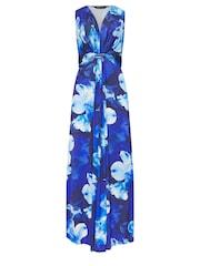 M&Co Navy Blue Floral Print Knot Maxi Dress - Image 5 of 5