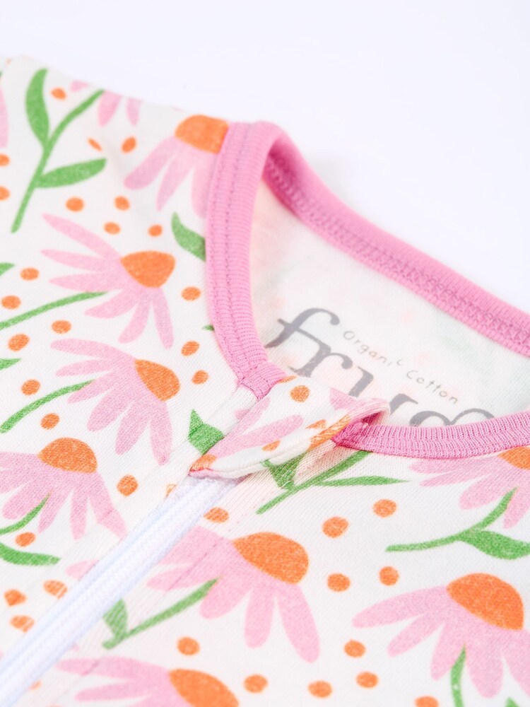 Frugi White Daisy Print All-In-One Zipped Sleepsuit - Image 3 of 5