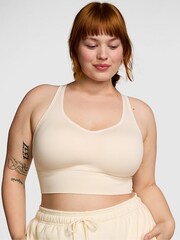Victoria's Secret PINK White Shell Seamless Sports Bra Top - Image 1 of 3