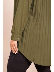 Friends Like These Khaki Green Pleated Back Button Through Shirt - Image 8 of 8