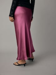 Mauve Pink Satin Midi Skirt - Image 4 of 8