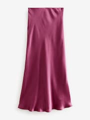 Mauve Pink Satin Midi Skirt - Image 6 of 8