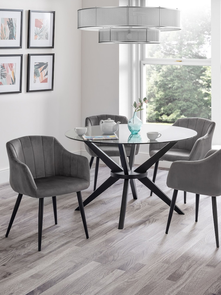 Julian Bowen Set of 2 Grey Hobart Scalloped Dining Chairs - Image 1 of 6