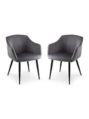 Julian Bowen Set of 2 Grey Hobart Scalloped Dining Chairs - Image 2 of 6