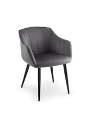 Julian Bowen Set of 2 Grey Hobart Scalloped Dining Chairs - Image 3 of 6