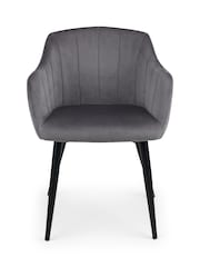 Julian Bowen Set of 2 Grey Hobart Scalloped Dining Chairs - Image 4 of 6