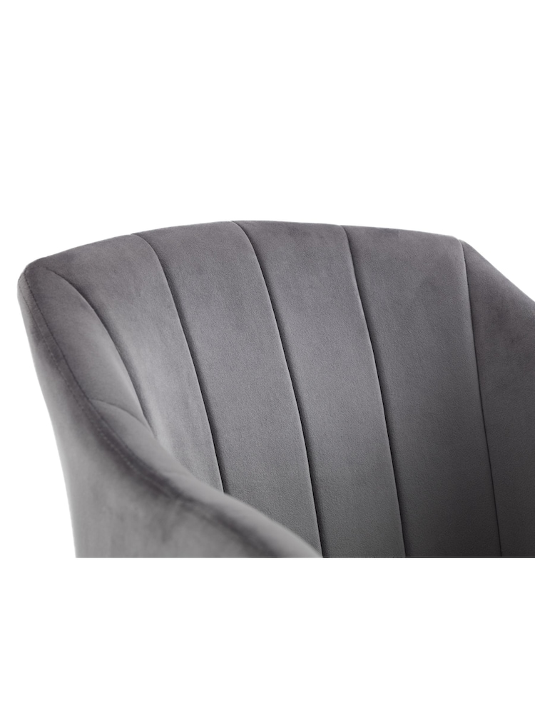 Julian Bowen Set of 2 Grey Hobart Scalloped Dining Chairs - Image 6 of 6