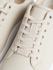 Calvin Klein White Cupsole Lace-Up Leather Sneakers - Image 4 of 7