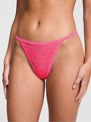 Victoria's Secret PINK Pink Rose G String Floral Lace Knickers - Image 1 of 3