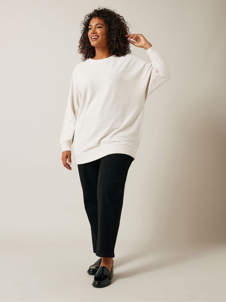 Evans Cream Boat Neck Cut and Sew Jumper - Image 2 of 5 Evans Cream Boat Neck Cut and Sew Jumper - Image 2 of 5