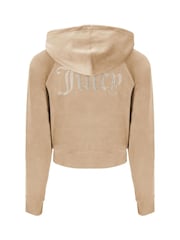 Juicy Couture Cream Classic Velour Hoodie With Juicy Logo - Image 2 of 2