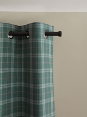 Green Brushed Check Super Thermal Eyelet Curtains - Image 1 of 6