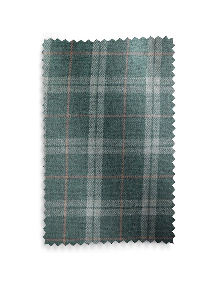 Green Brushed Check Super Thermal Eyelet Curtains - Image 6 of 6