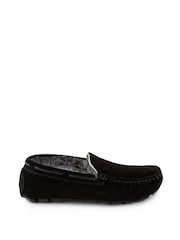 Totes Black Mens Isotoner Real Suede With Closed Stitch Moccasin Slippers - Image 2 of 5