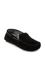 Totes Black Mens Isotoner Real Suede With Closed Stitch Moccasin Slippers - Image 3 of 5