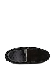 Totes Black Mens Isotoner Real Suede With Closed Stitch Moccasin Slippers - Image 4 of 5