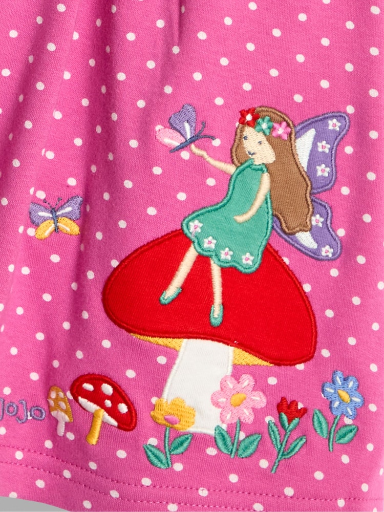 Fuchsiarosafarbene Fee - JoJo Maman Bébé Kleid mit Knopfleiste und Applikation - Bild 3 von 3 Fuchsiarosafarbene Fee - JoJo Maman Bébé Kleid mit Knopfleiste und Applikation - Bild 3 von 3