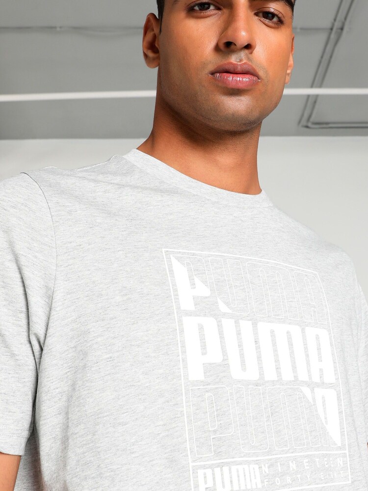 Puma Grey Mens GRAPHICS Box 100% Cotton T-Shirt - Image 5 of 8
