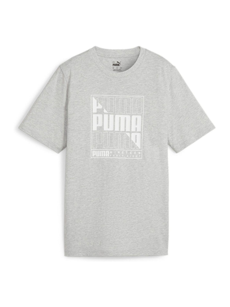Puma Grey Mens GRAPHICS Box 100% Cotton T-Shirt - Image 6 of 8