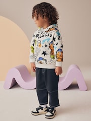 White Graffiti Character Hoodie and Carpenter Joggers Set (3mths-7yrs) - Image 2 of 9