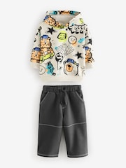 White Graffiti Character Hoodie and Carpenter Joggers Set (3mths-7yrs) - Image 6 of 9