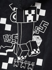 Angel & Rocket Black 100% Cotton Minecraft Print Hoodie - Image 6 of 6