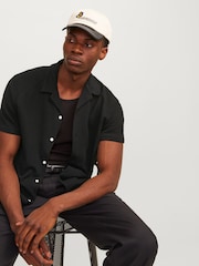 JACK & JONES Black Toweling Cuban Collar Short Sleeve Shirt - Image 6 of 7