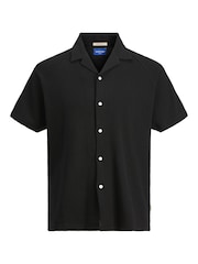 JACK & JONES Black Toweling Cuban Collar Short Sleeve Shirt - Image 7 of 7