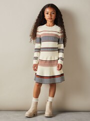 Camel - Vestido estilo patinadora de punto a rayas Remi de Reiss - Imagen 2 de 4