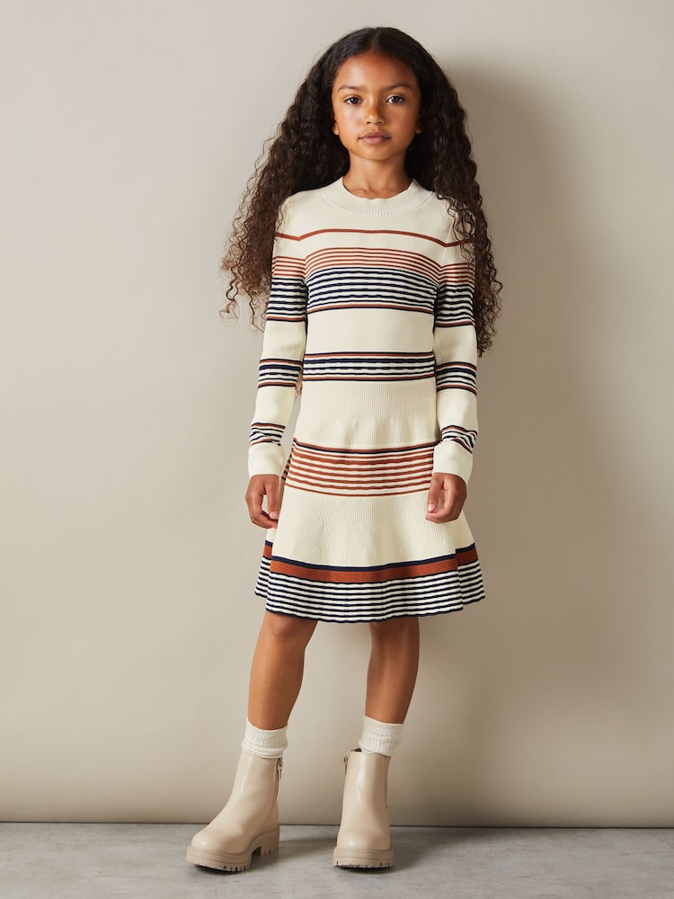 Camel - Vestido estilo patinadora de punto a rayas Remi de Reiss - Imagen 2 de 4