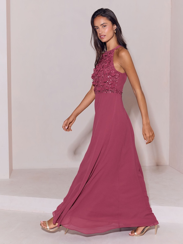 lipsy embellished halter maxi dress Buy Berry Pink Bridesmaid Embrodiery 3D from Next Bosnia and Herzegovina SCH006126
