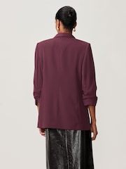 Burgundy - Avslappnad Ruched Sleeve Kavaj - Bild 3 av 6
