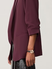 Burgundy - Avslappnad Ruched Sleeve Kavaj - Bild 4 av 6