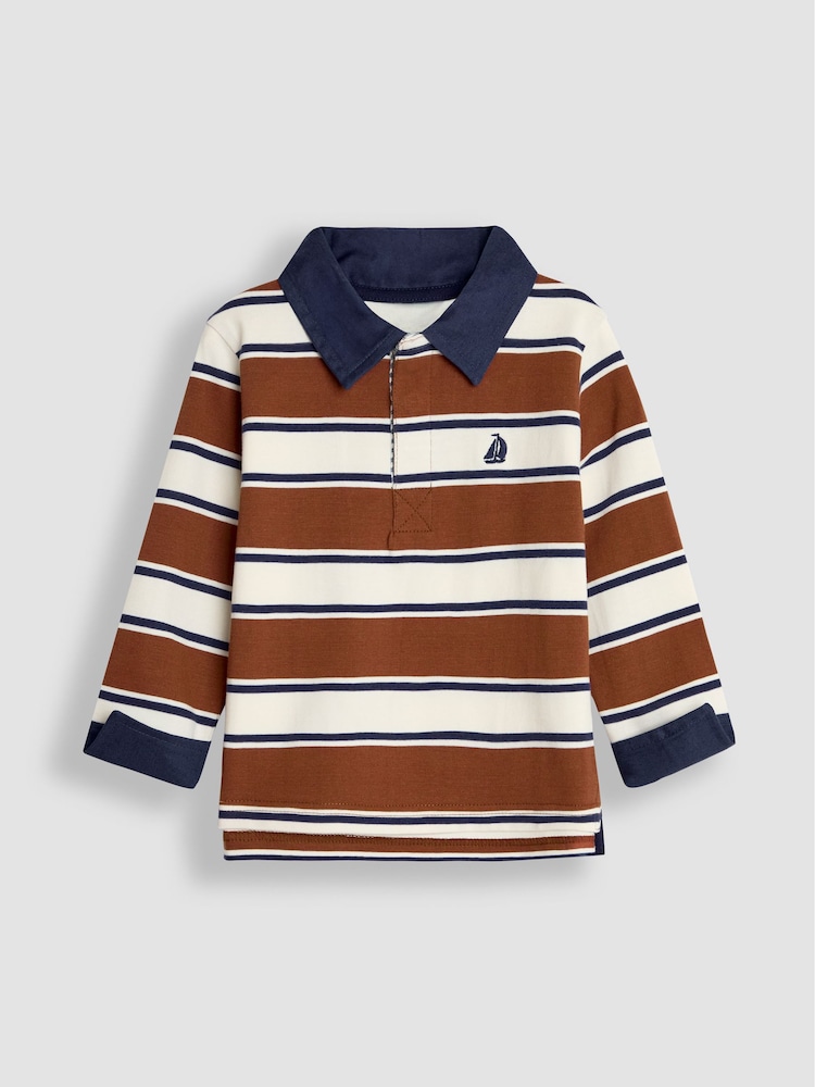 JoJo Maman Bébé Brown Stripe Rugby Top - Image 1 of 3