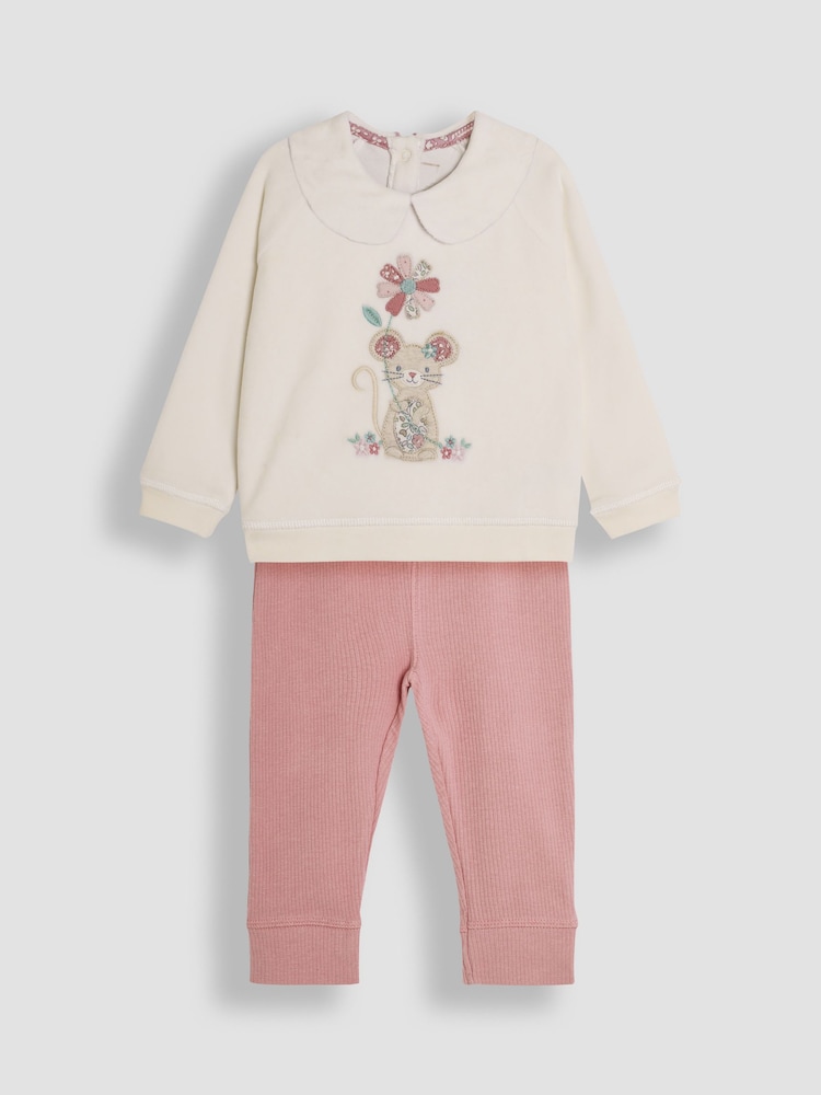 JoJo Maman Bébé Set aus Sweatshirt und Leggings mit Maus-Applikation - Bild 1 von 3 JoJo Maman Bébé Set aus Sweatshirt und Leggings mit Maus-Applikation - Bild 1 von 3