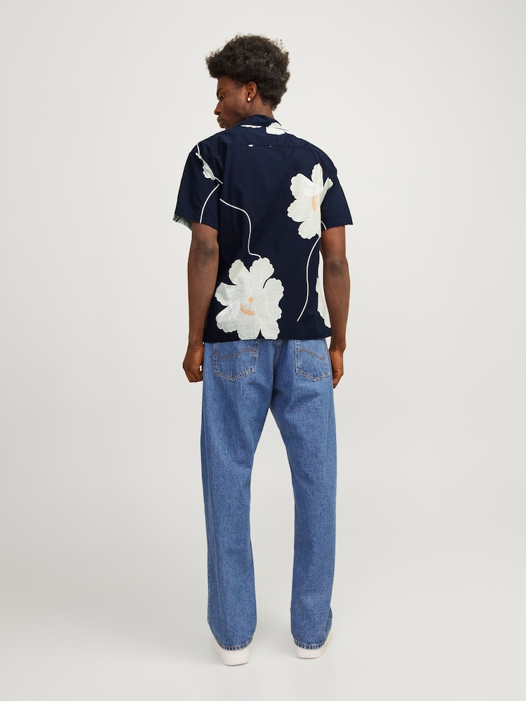 JACK & JONES Blue Printed Rever Collar Short Sleeve Shirt - Image 2 of 7